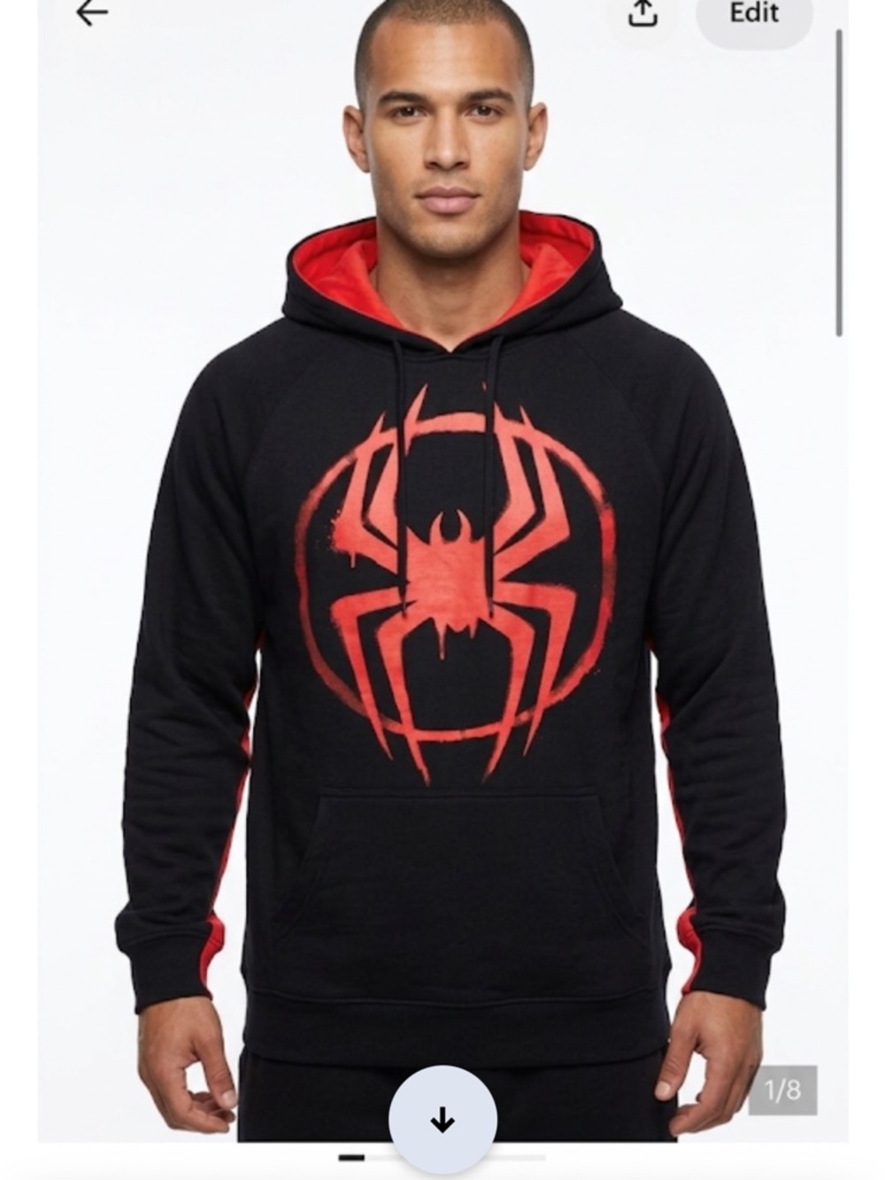 Spiderman Black and Red Sweatshirt hoodie with Bold Spider Design